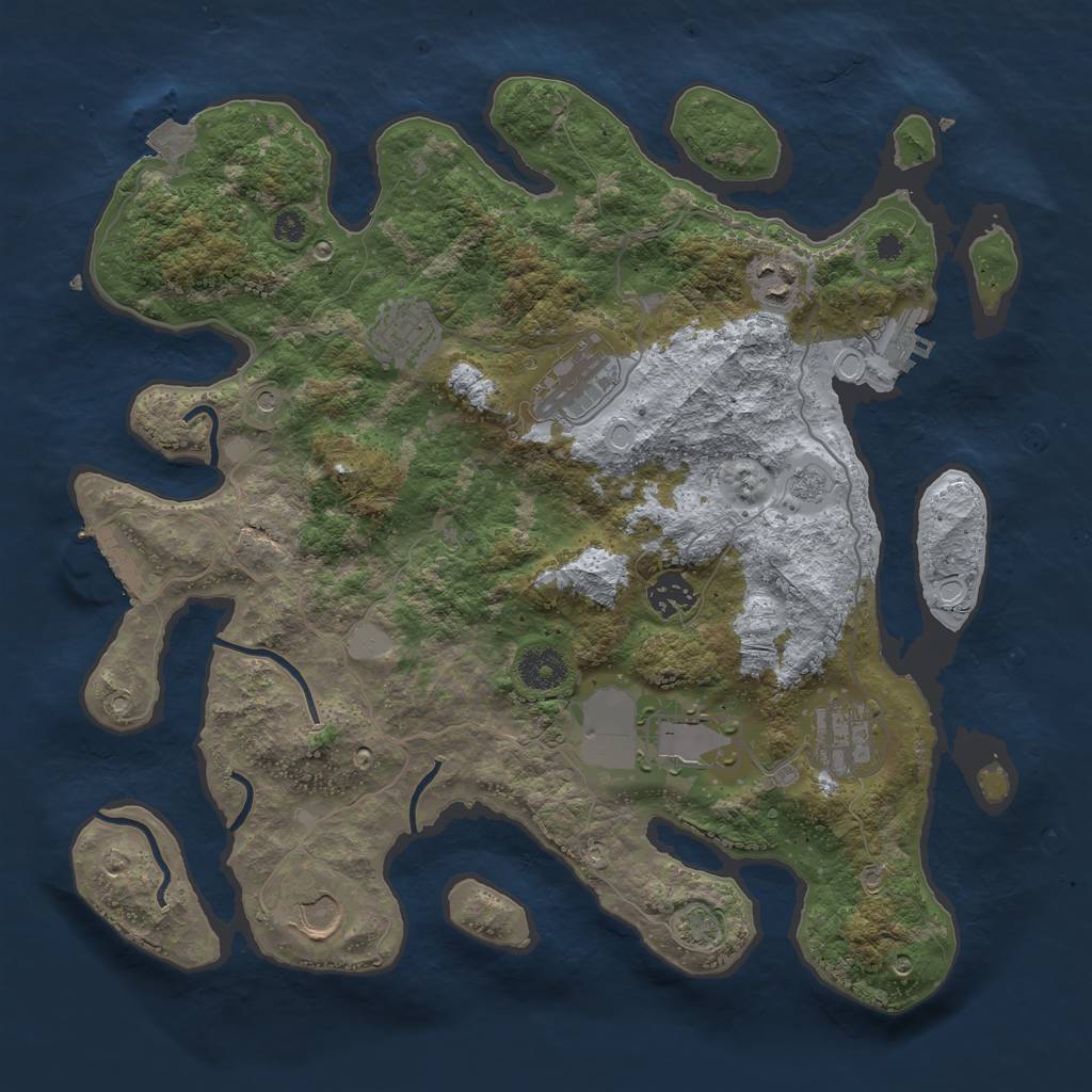 Rust Map: Procedural Map, Size: 3600, Seed: 123424, 15 Monuments