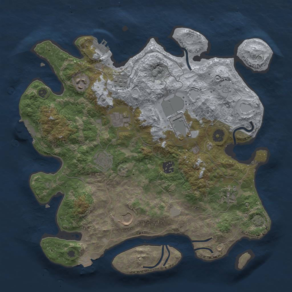 Rust Map: Procedural Map, Size: 3500, Seed: 19486962, 15 Monuments