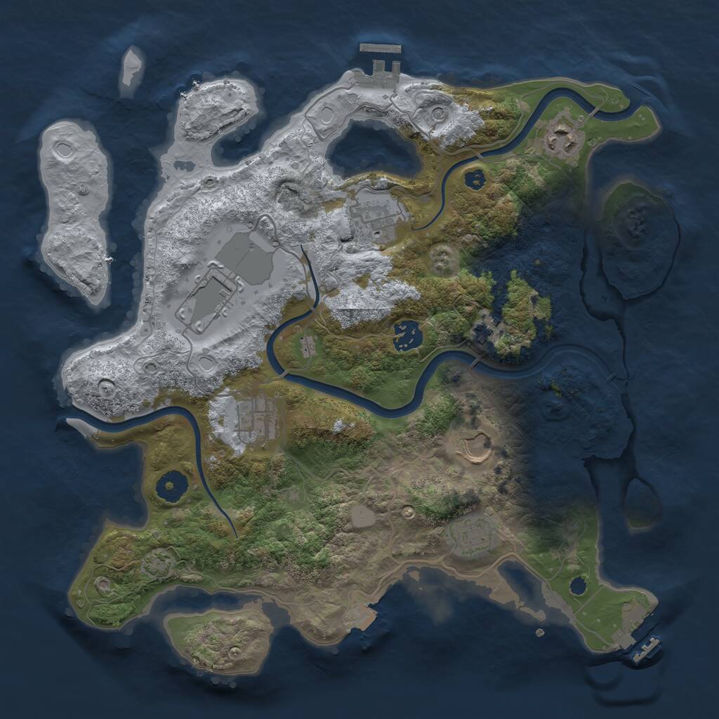 Rust Map: Procedural Map, Size: 3500, Seed: 123647547, 13 Monuments