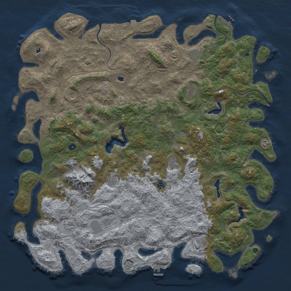 Rust Map: Procedural Map, Size: 6000, Seed: 3090, 17 Monuments