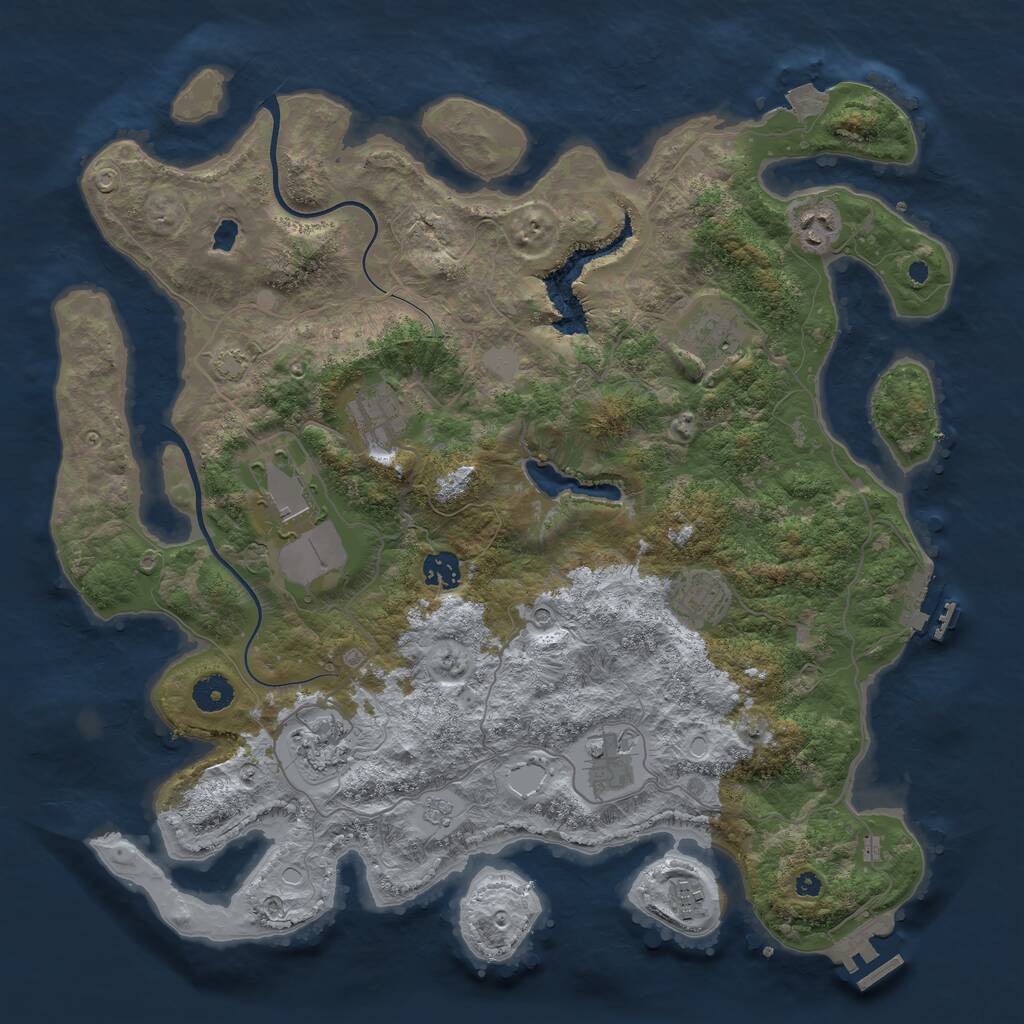 Rust Map: Procedural Map, Size: 4000, Seed: 1185, 15 Monuments
