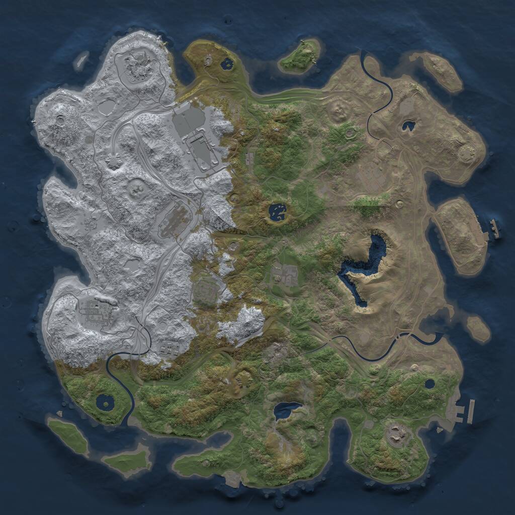 Rust Map: Procedural Map, Size: 4250, Seed: 438802955, 16 Monuments