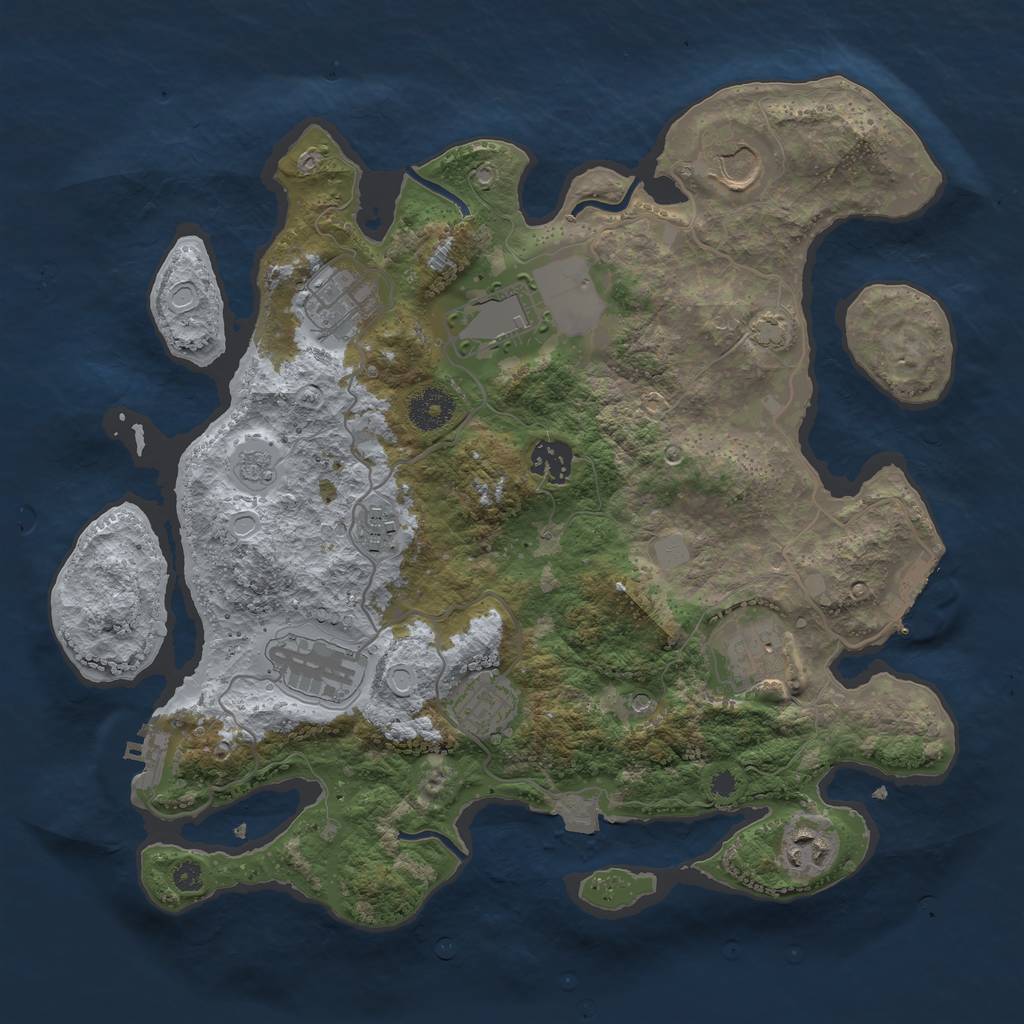 Rust Map: Procedural Map, Size: 3500, Seed: 1085468523, 17 Monuments