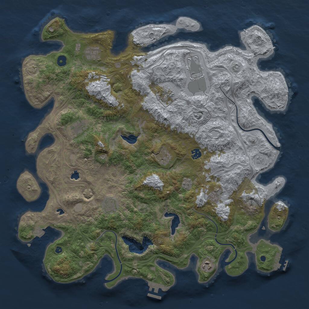 Rust Map: Procedural Map, Size: 4500, Seed: 100444575, 16 Monuments