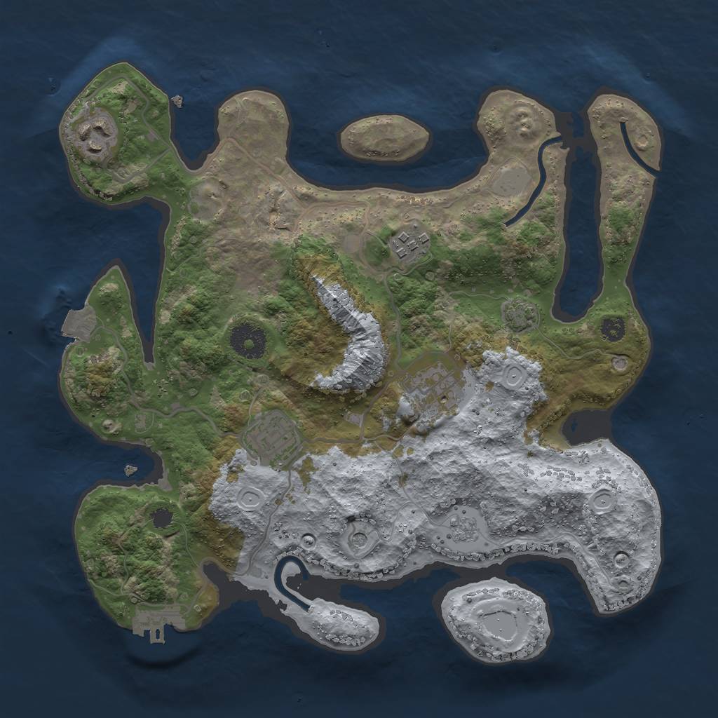 Rust Map: Procedural Map, Size: 3000, Seed: 2930, 11 Monuments