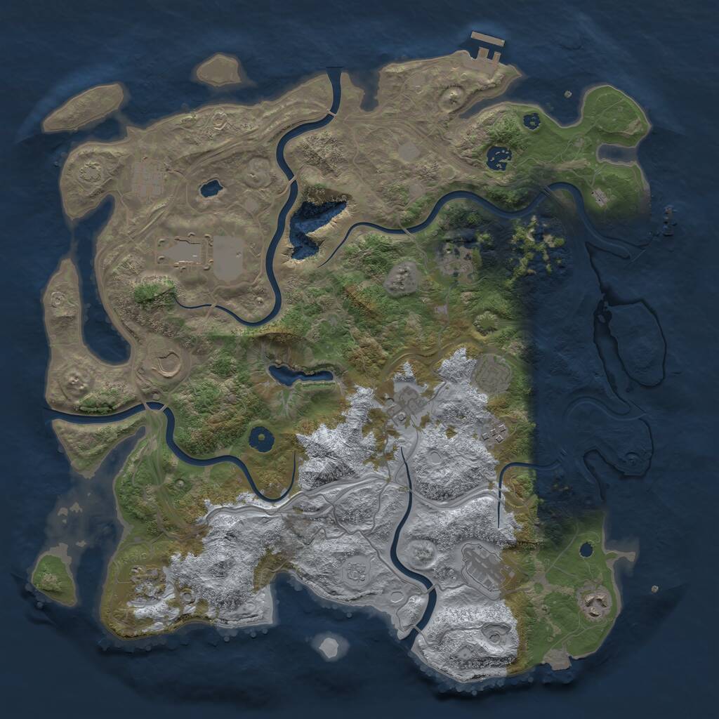 Rust Map: Procedural Map, Size: 4300, Seed: 55418753, 17 Monuments