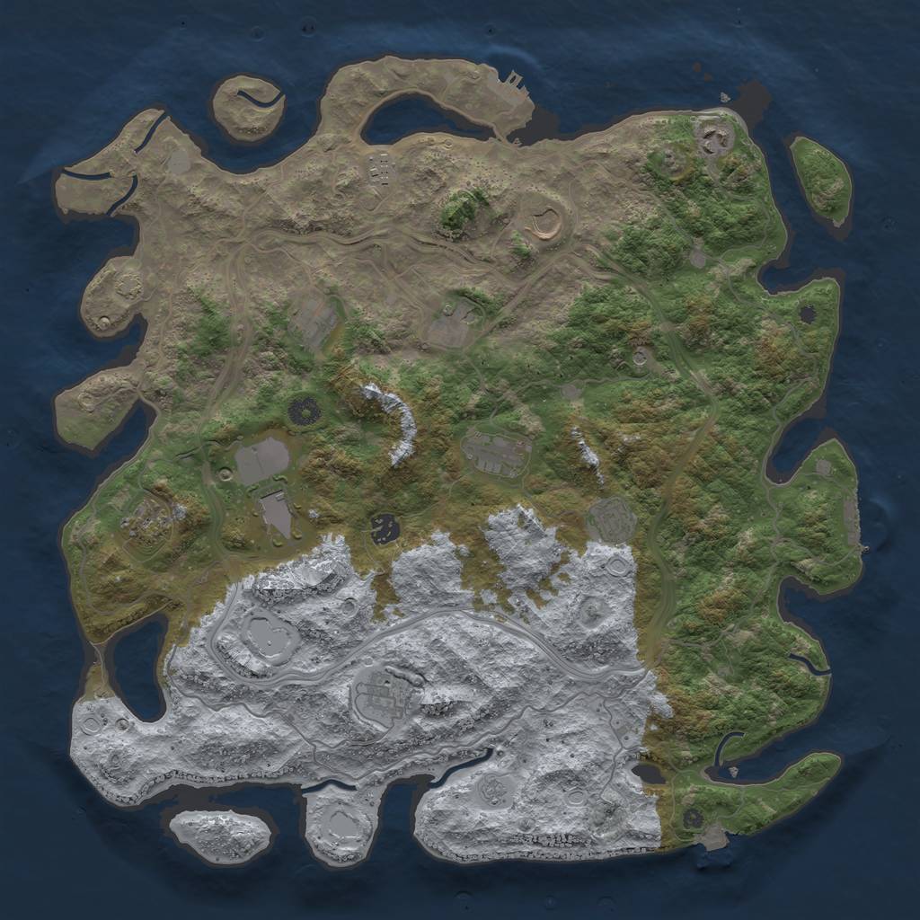 Rust Map: Procedural Map, Size: 4500, Seed: 876777602, 19 Monuments