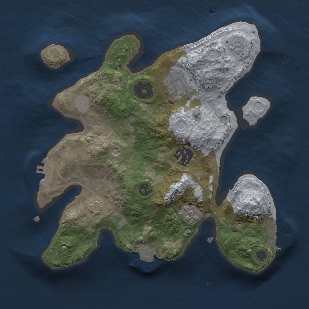 Rust Map: Procedural Map, Size: 2500, Seed: 5858, 11 Monuments