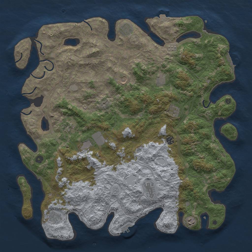 Rust Map: Procedural Map, Size: 4800, Seed: 114514, 19 Monuments
