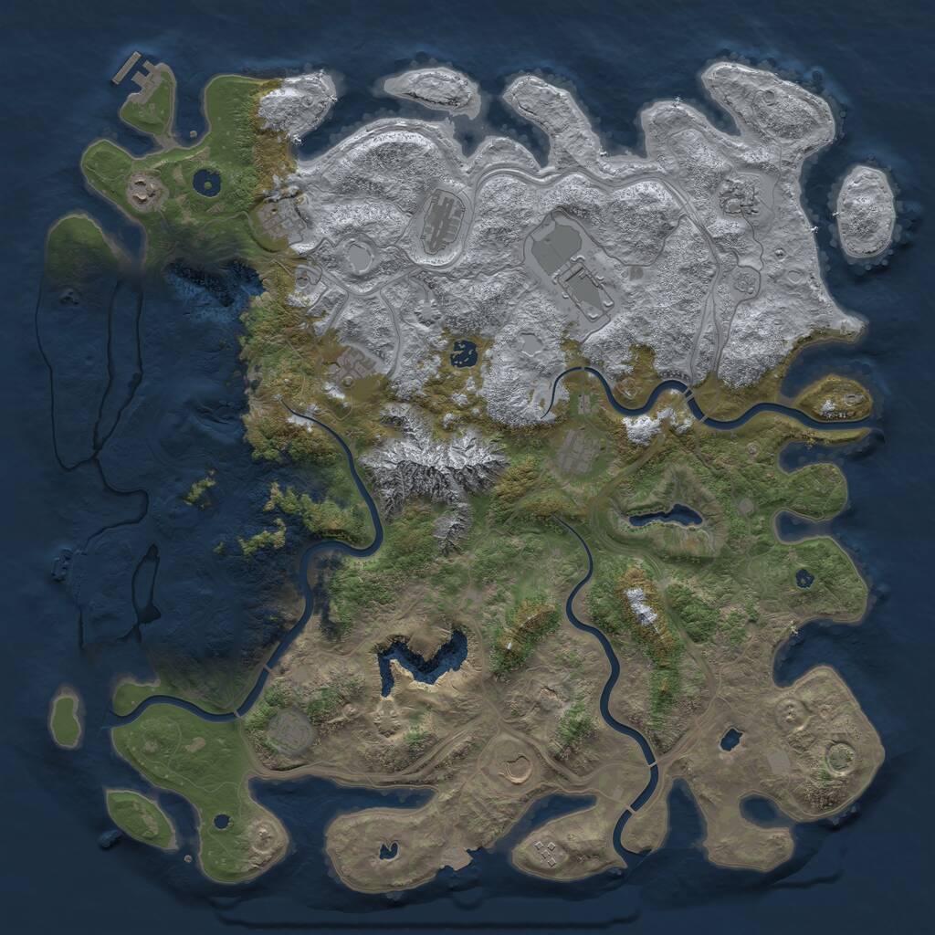 Rust Map: Procedural Map, Size: 5000, Seed: 185459, 17 Monuments