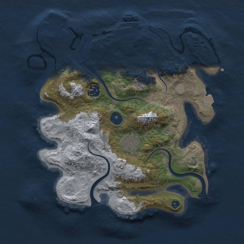 Rust Map: Procedural Map, Size: 3000, Seed: 1312055628, 9 Monuments