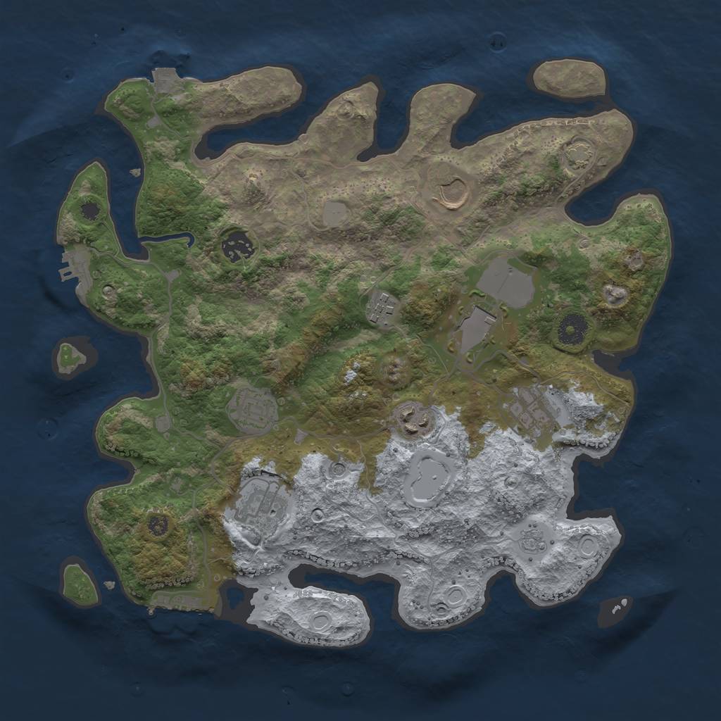 Rust Map: Procedural Map, Size: 3500, Seed: 1900624664, 16 Monuments