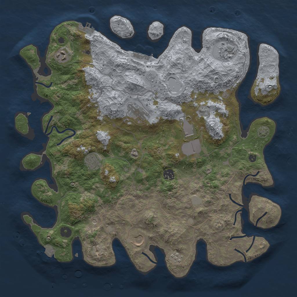 Rust Map: Procedural Map, Size: 4000, Seed: 3634, 16 Monuments