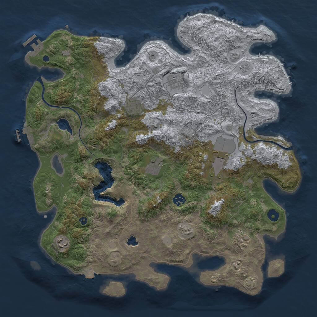 Rust Map: Procedural Map, Size: 4000, Seed: 744559983, 13 Monuments