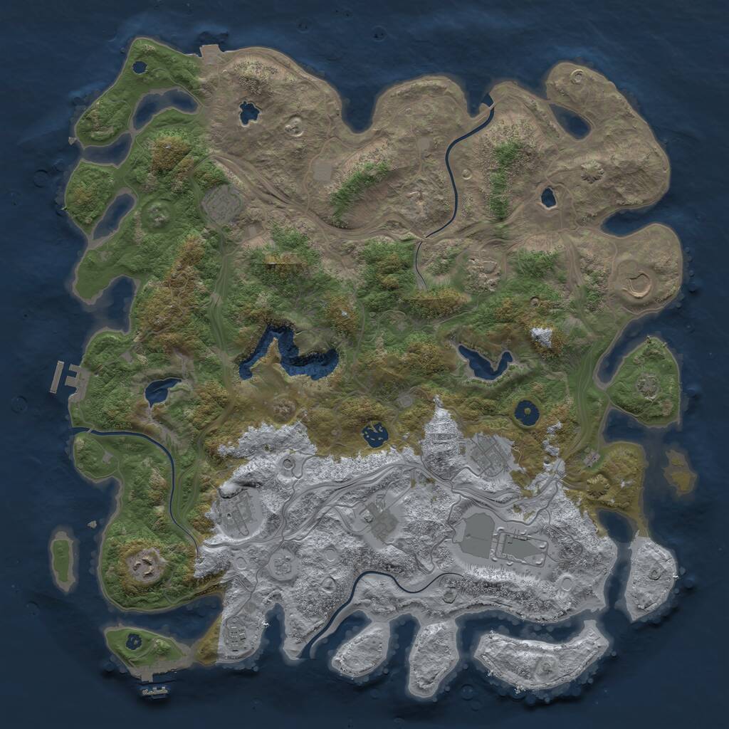 Rust Map: Procedural Map, Size: 4500, Seed: 1360108790, 16 Monuments