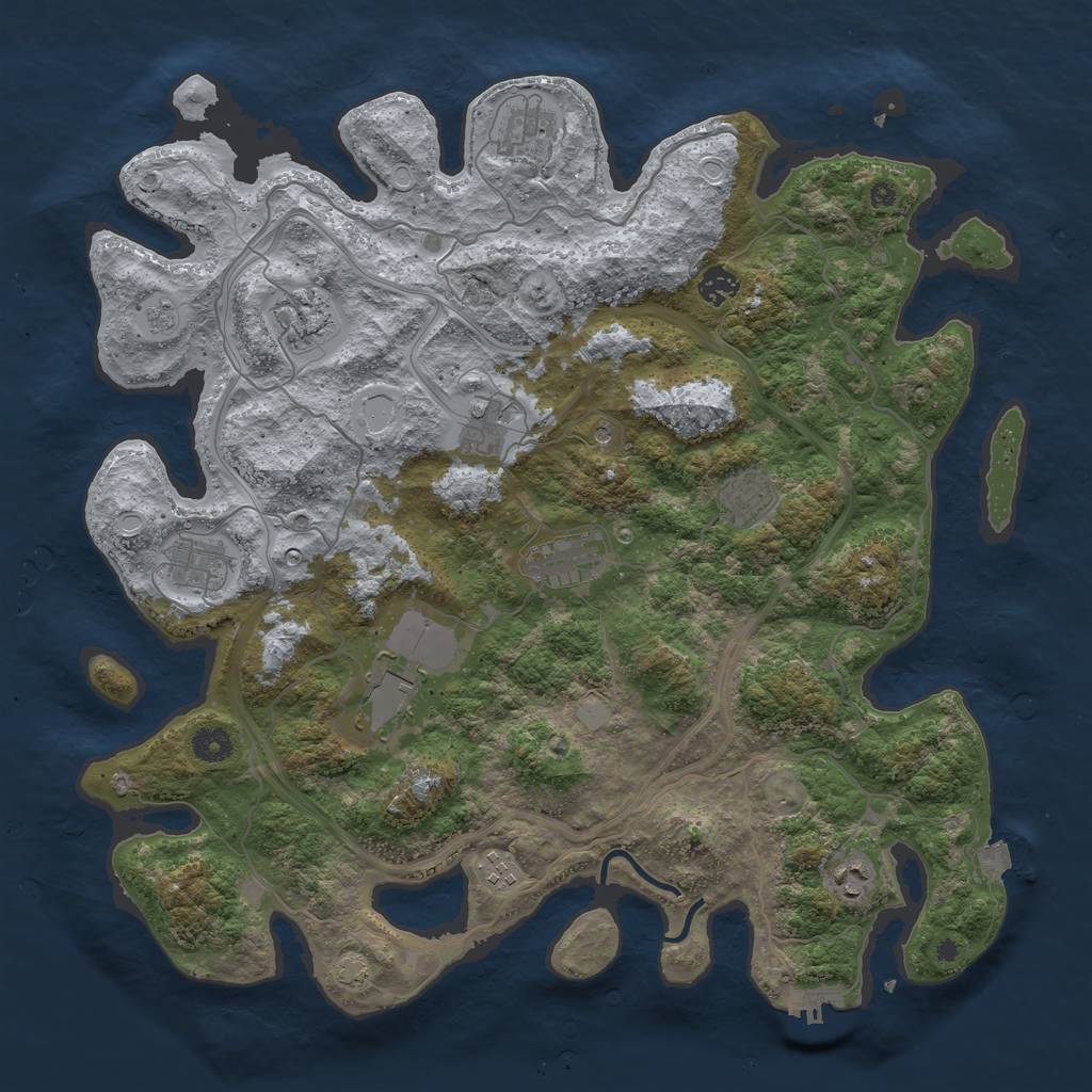 Rust Map: Procedural Map, Size: 4250, Seed: 100237353, 17 Monuments