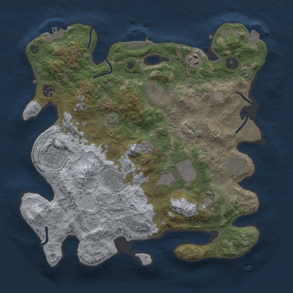 Rust Map: Procedural Map, Size: 3500, Seed: 81675548, 16 Monuments
