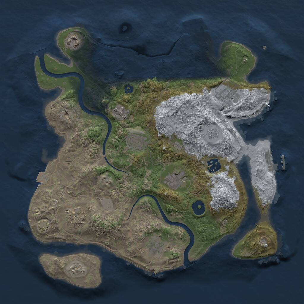 Rust Map: Procedural Map, Size: 3300, Seed: 1381766097, 14 Monuments