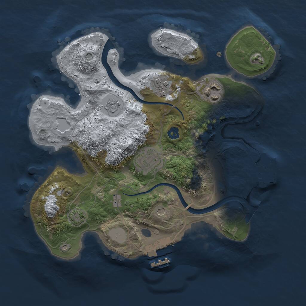 Rust Map: Procedural Map, Size: 2500, Seed: 954378643, 9 Monuments