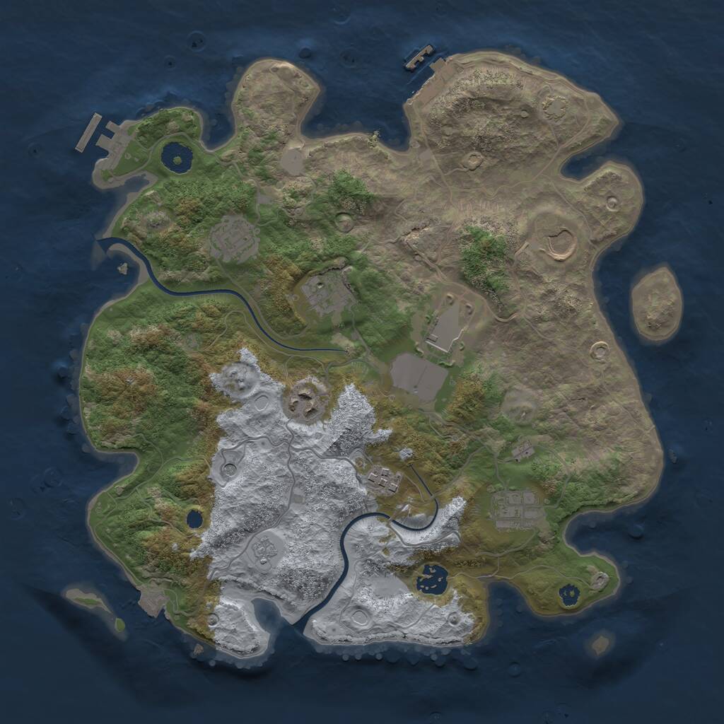 Rust Map: Procedural Map, Size: 3500, Seed: 43353784, 14 Monuments