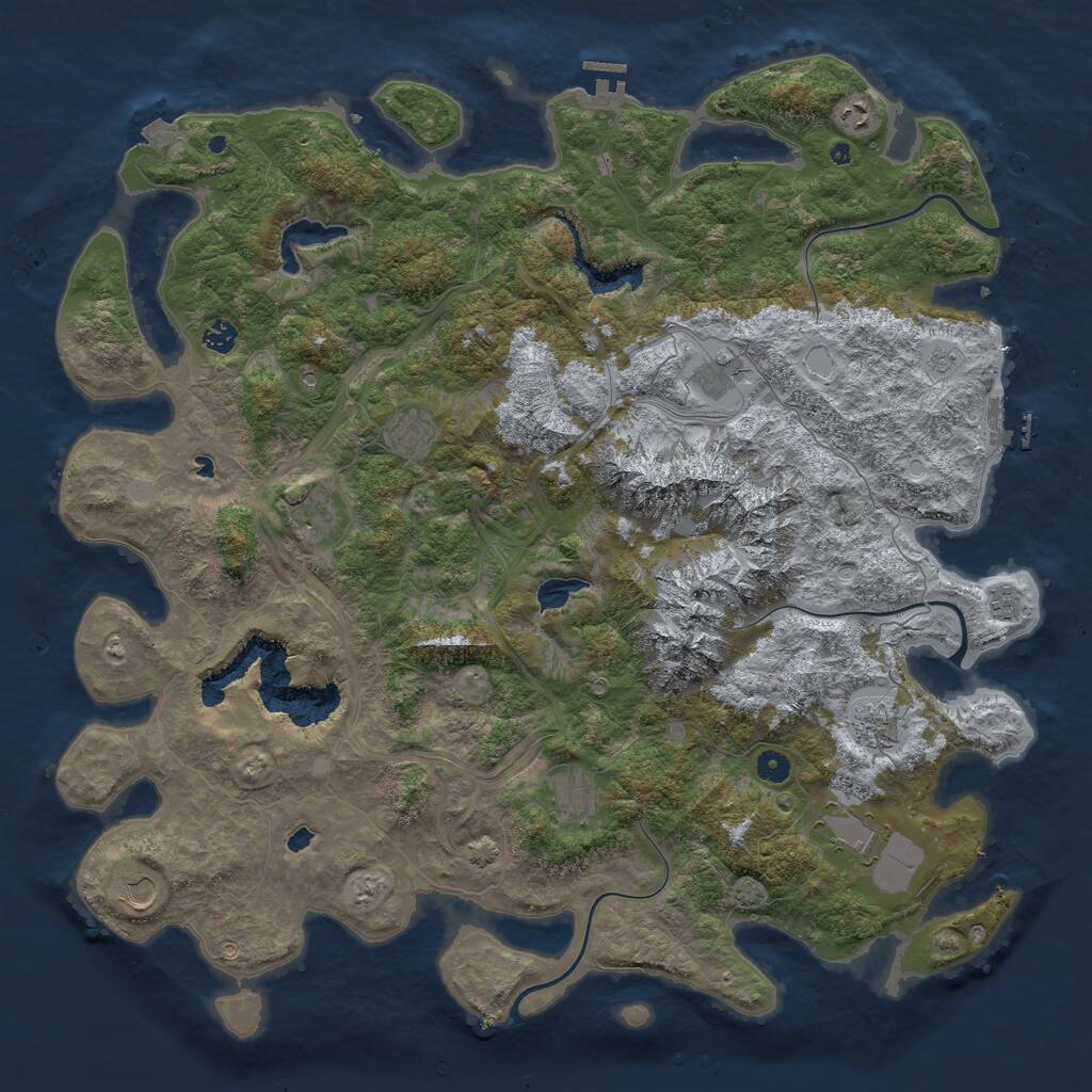 Rust Map: Procedural Map, Size: 5000, Seed: 1918361150, 16 Monuments