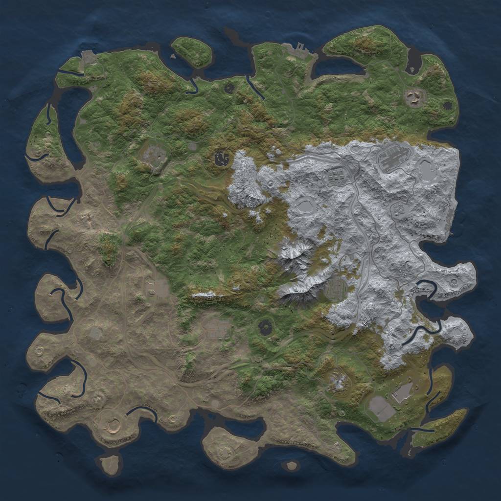 Rust Map: Procedural Map, Size: 5000, Seed: 1918361150, 19 Monuments