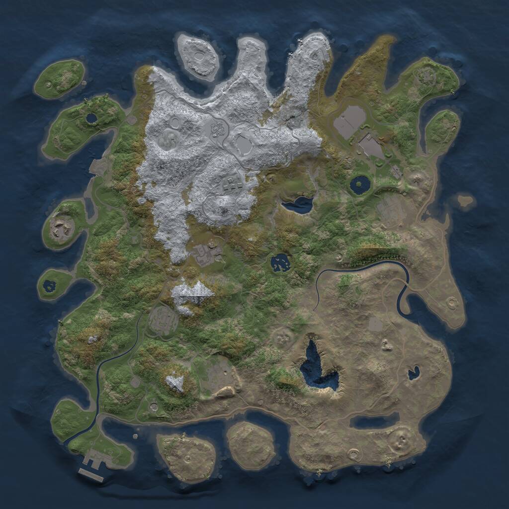 Rust Map: Procedural Map, Size: 4000, Seed: 625214, 13 Monuments