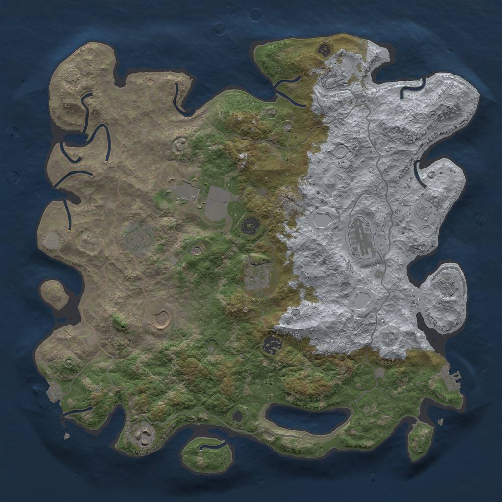 Rust Map: Procedural Map, Size: 4000, Seed: 450740793, 16 Monuments
