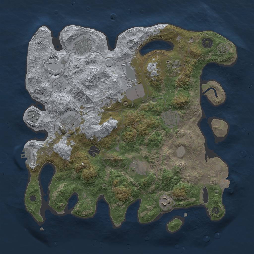 Rust Map: Procedural Map, Size: 3500, Seed: 418507037, 16 Monuments