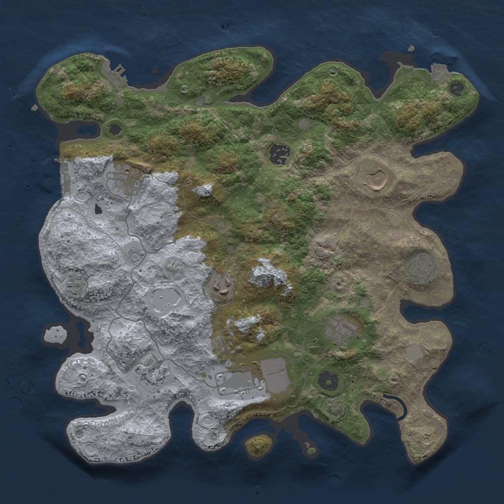 Rust Map: Procedural Map, Size: 3700, Seed: 729981202, 16 Monuments