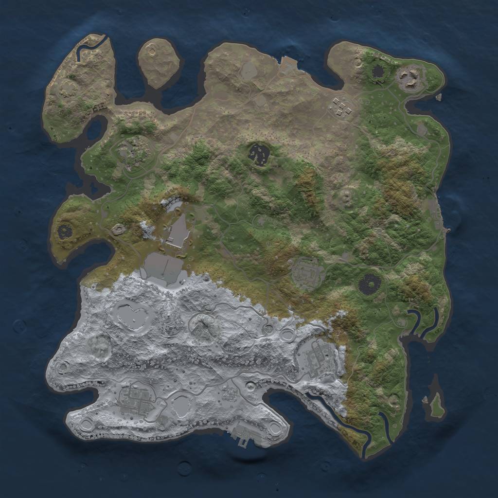Rust Map: Procedural Map, Size: 3500, Seed: 717992036, 16 Monuments
