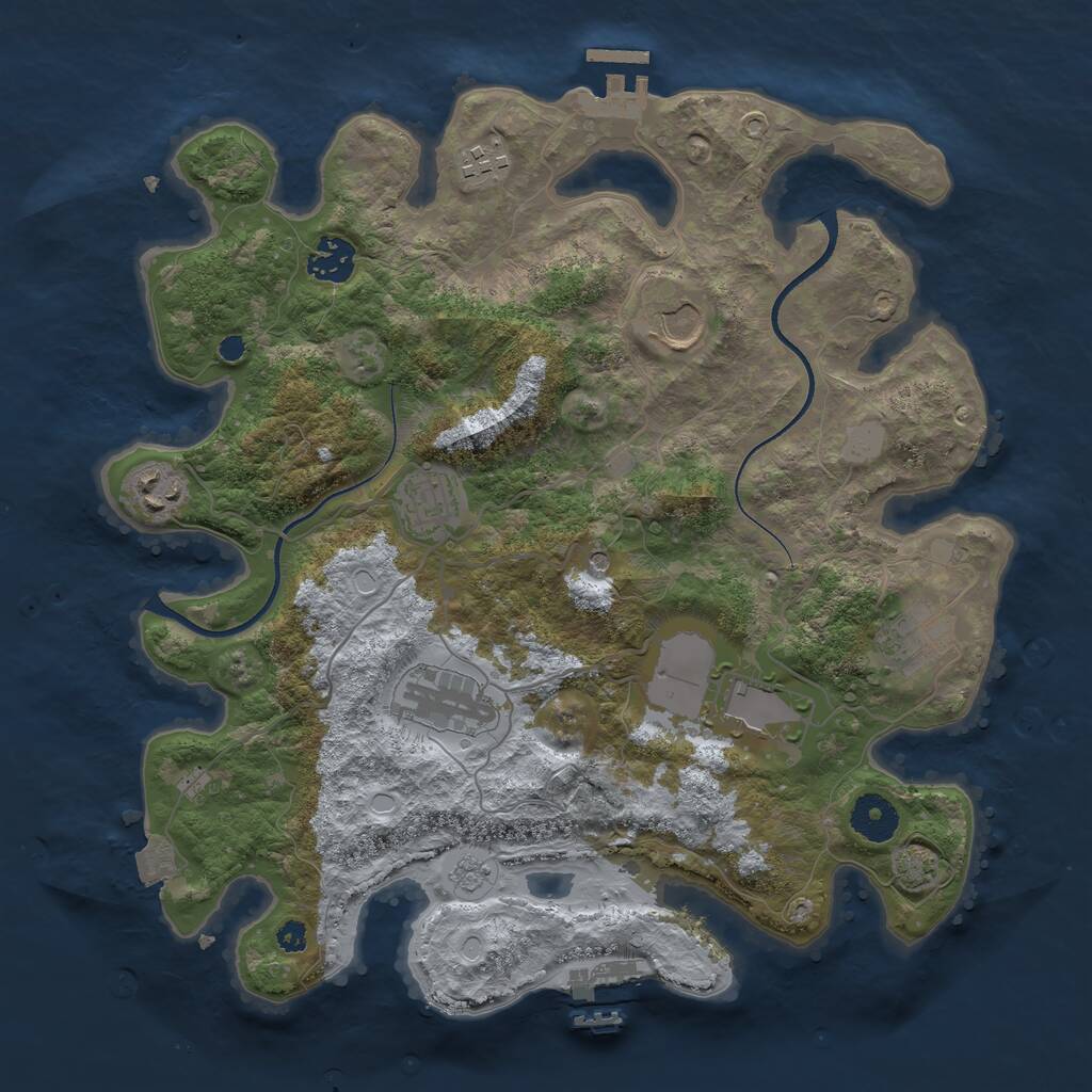 Rust Map: Procedural Map, Size: 3500, Seed: 1764836658, 14 Monuments