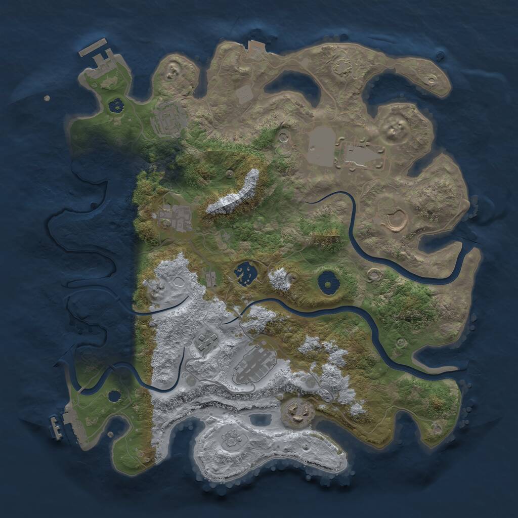 Rust Map: Procedural Map, Size: 3500, Seed: 1764836658, 14 Monuments