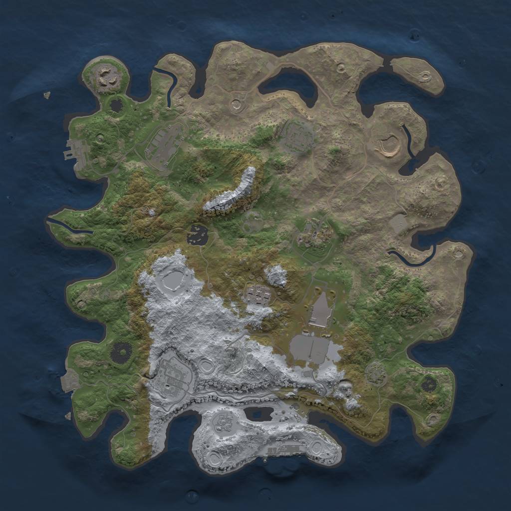 Rust Map: Procedural Map, Size: 3500, Seed: 1764836658, 17 Monuments