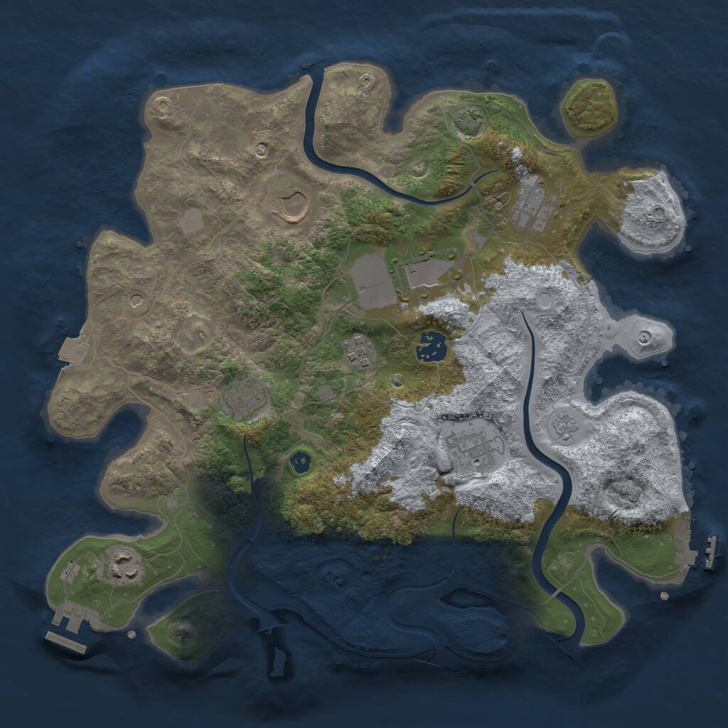 Rust Map: Procedural Map, Size: 3500, Seed: 1716963354, 14 Monuments