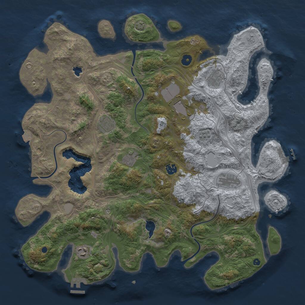 Rust Map: Procedural Map, Size: 4250, Seed: 442409185, 14 Monuments