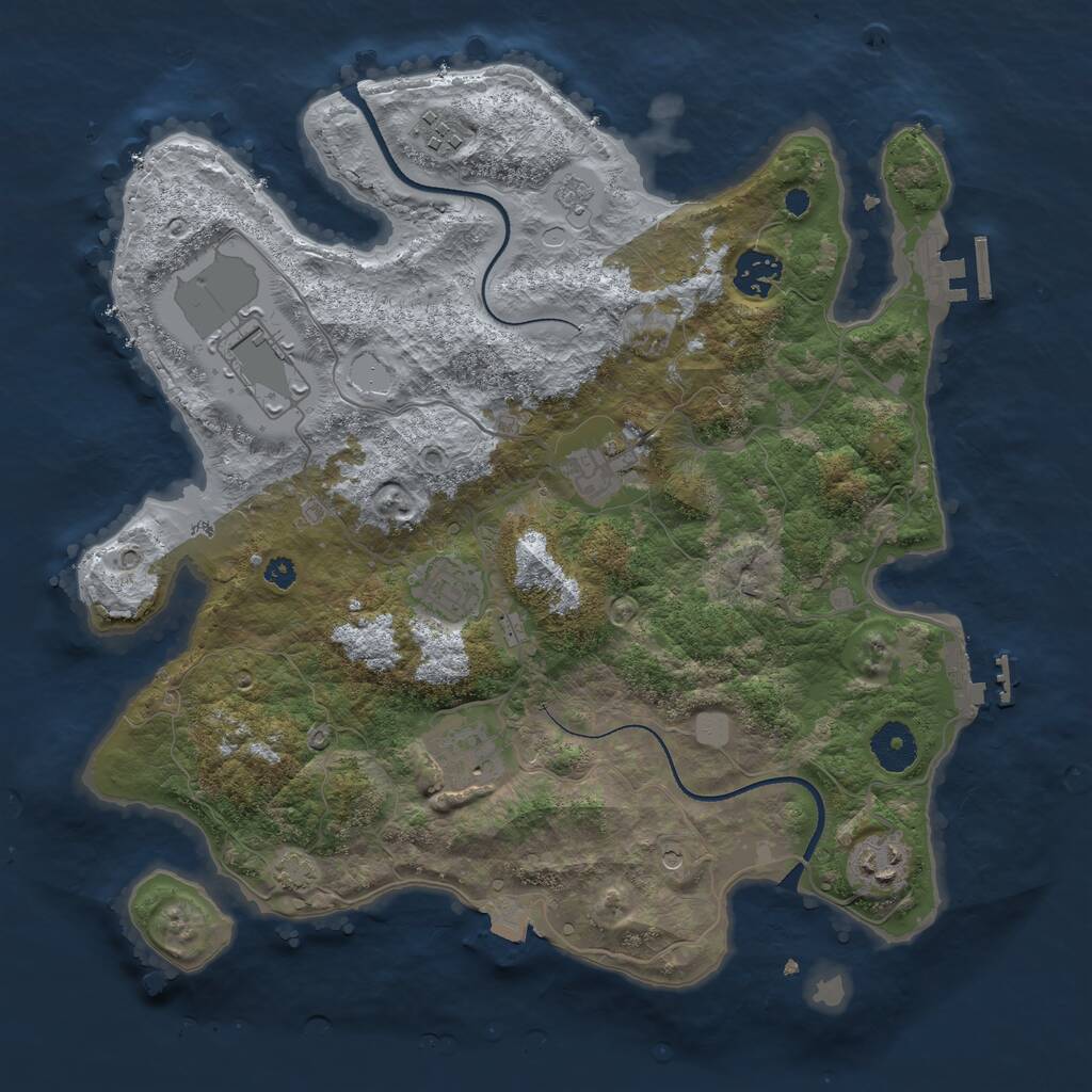 Rust Map: Procedural Map, Size: 3500, Seed: 1475431420, 13 Monuments