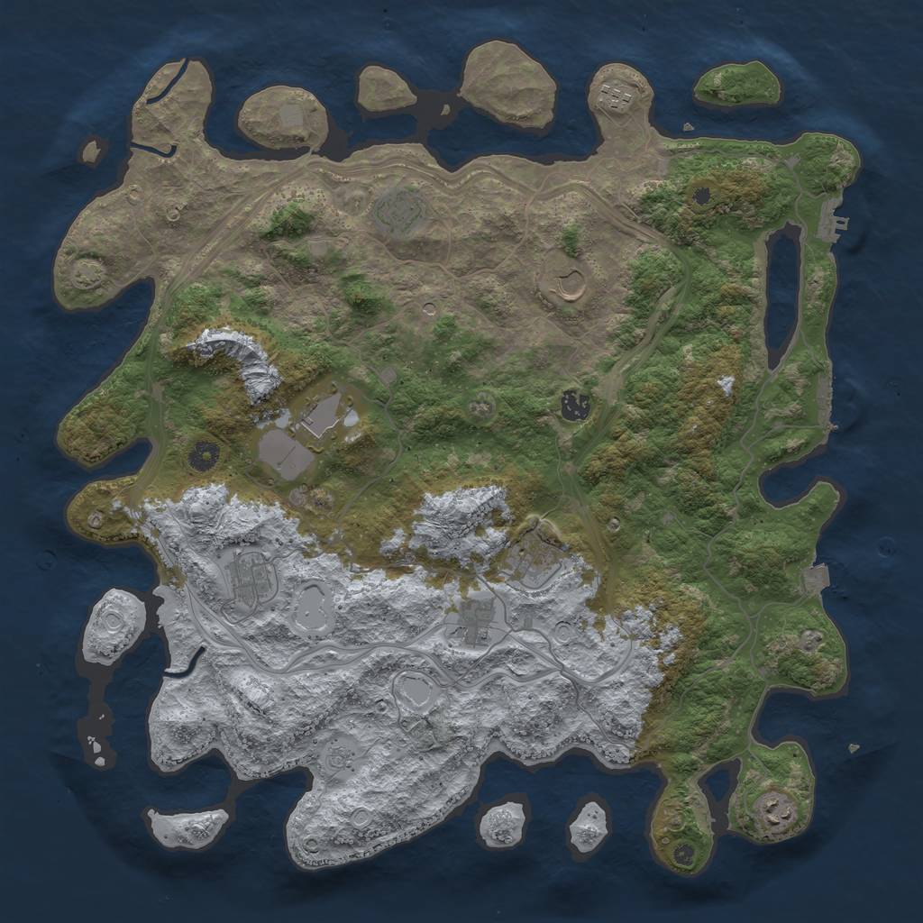 Rust Map: Procedural Map, Size: 4500, Seed: 6565, 17 Monuments