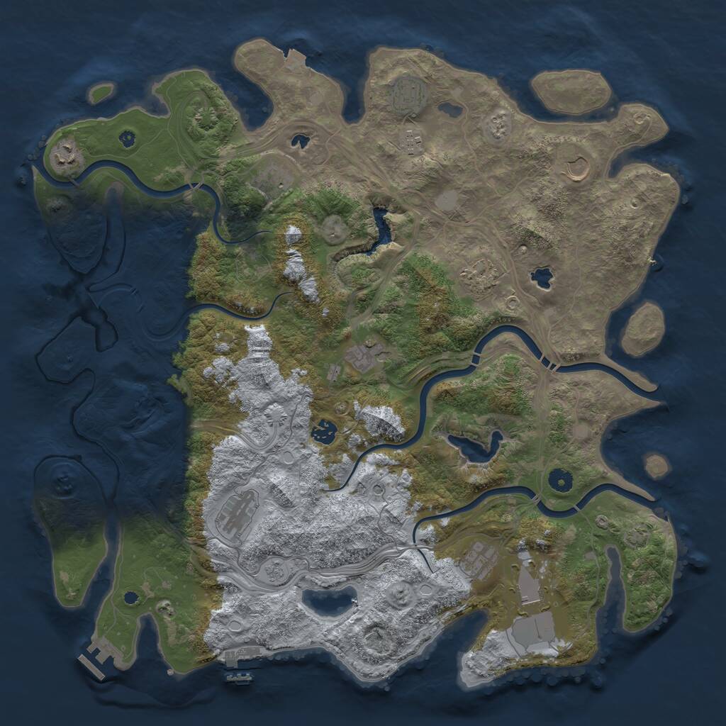Rust Map: Procedural Map, Size: 4500, Seed: 1224103072, 17 Monuments