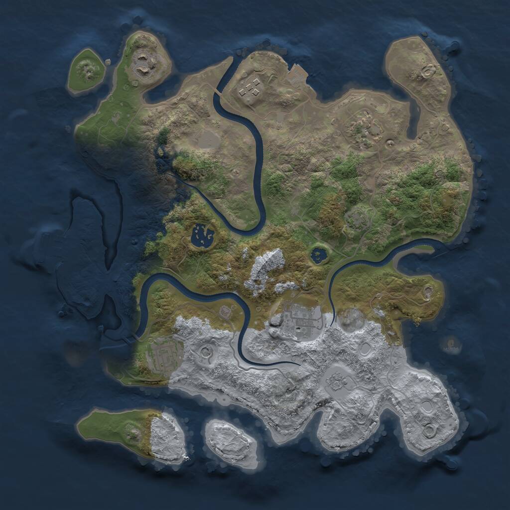 Rust Map: Procedural Map, Size: 3250, Seed: 2064121789, 11 Monuments