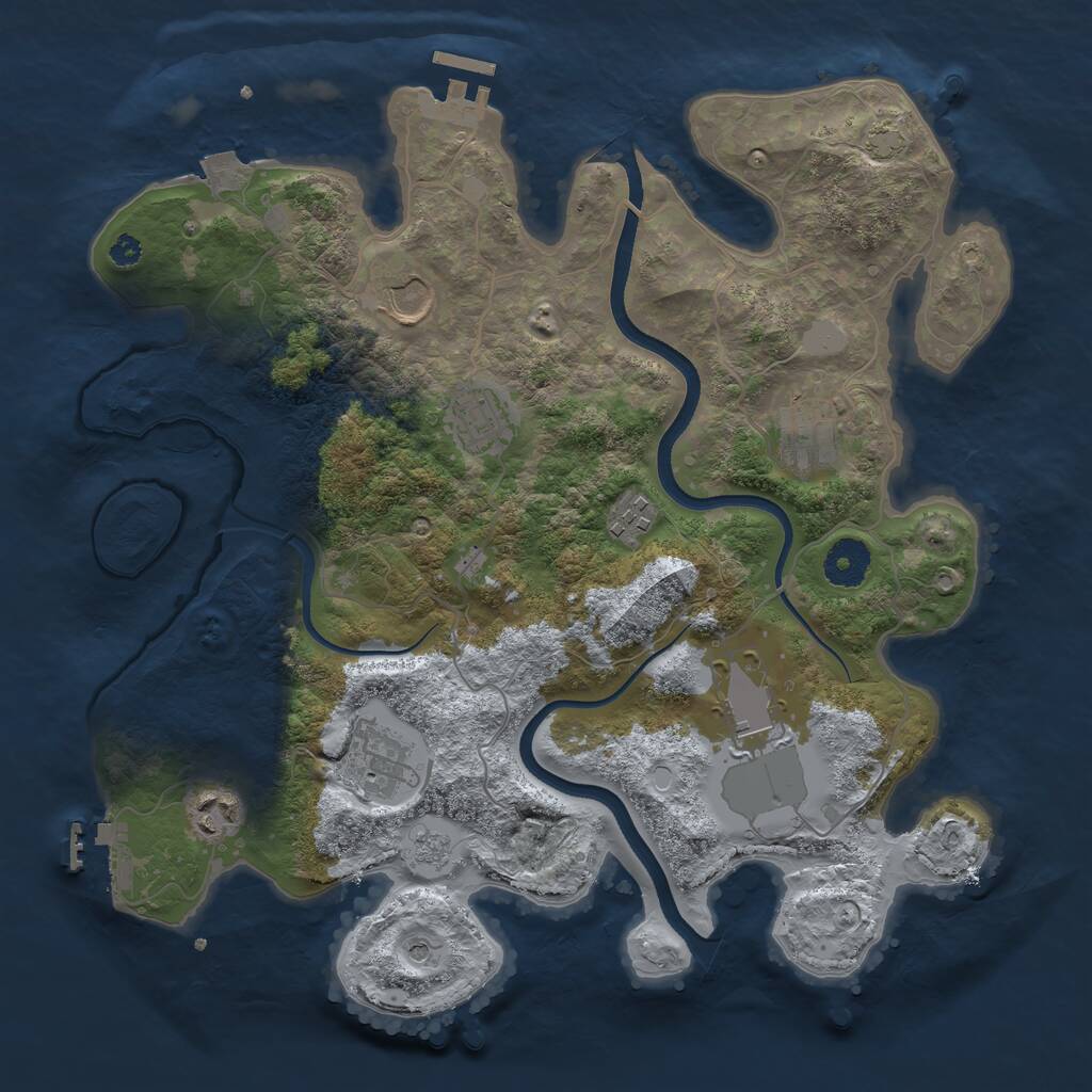 Rust Map: Procedural Map, Size: 3500, Seed: 122838382, 13 Monuments