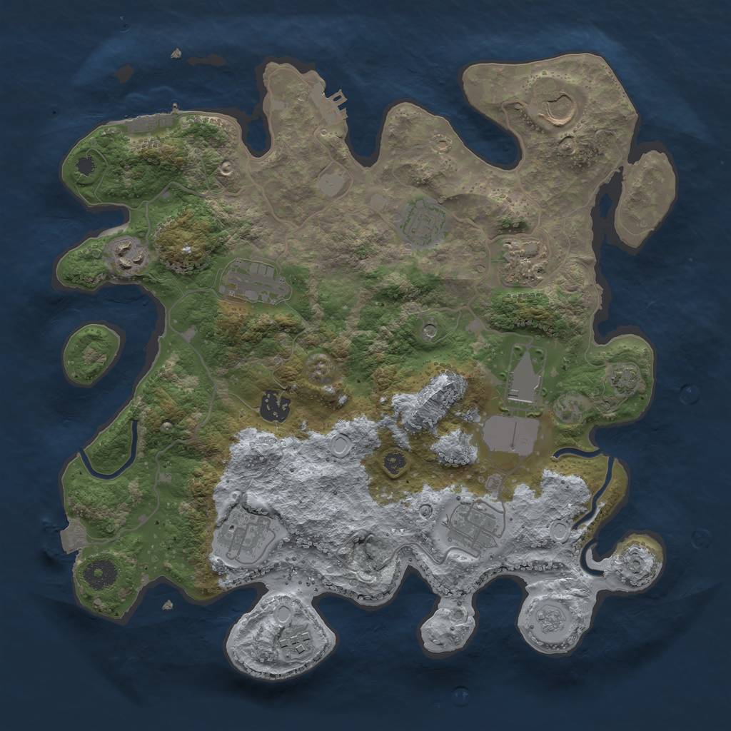 Rust Map: Procedural Map, Size: 3500, Seed: 122838382, 18 Monuments