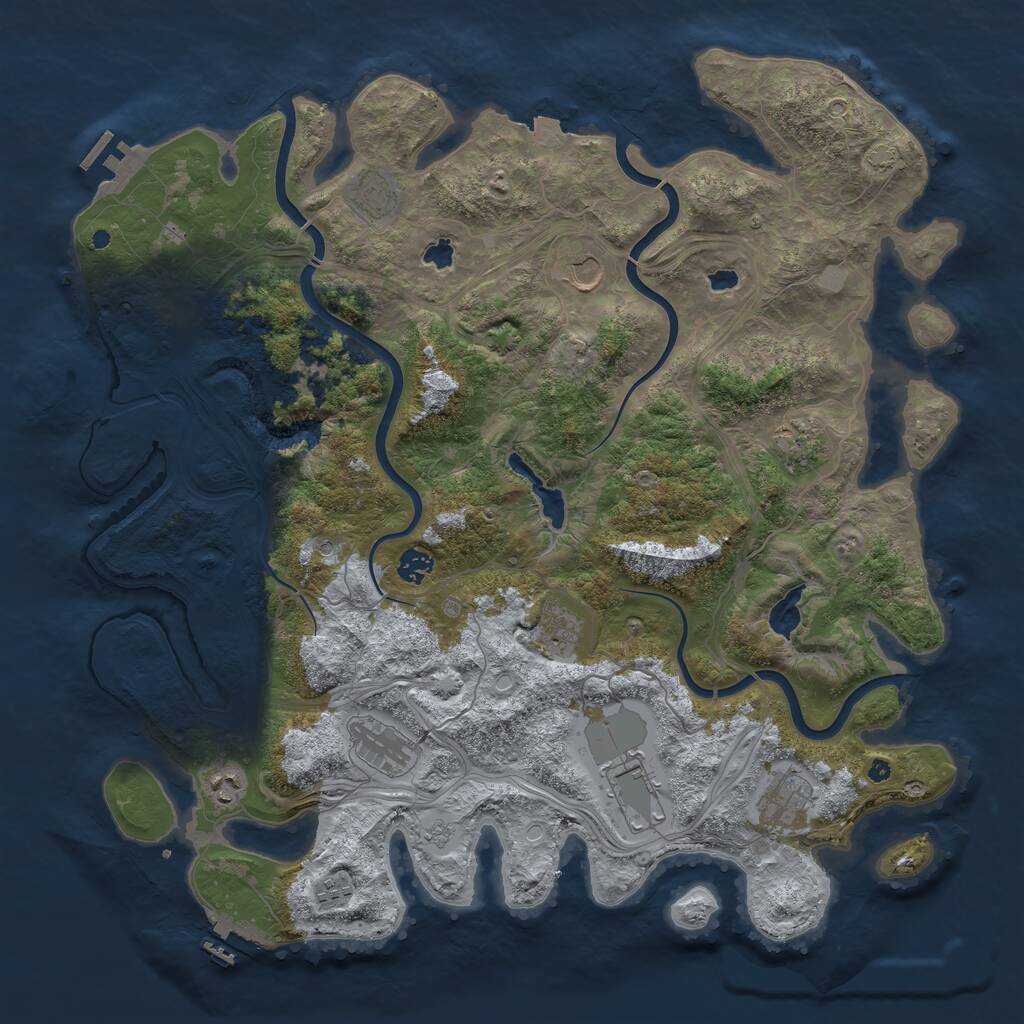 Rust Map: Procedural Map, Size: 4500, Seed: 1376941491, 16 Monuments
