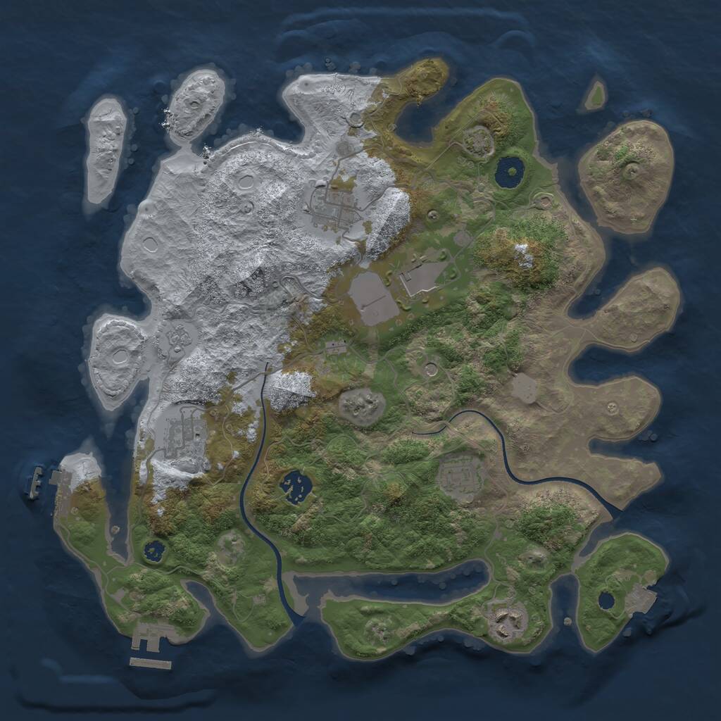 Rust Map: Procedural Map, Size: 3500, Seed: 447398665, 12 Monuments