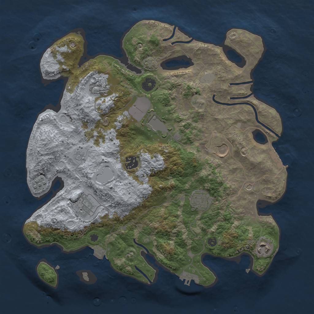 Rust Map: Procedural Map, Size: 3500, Seed: 585954, 16 Monuments