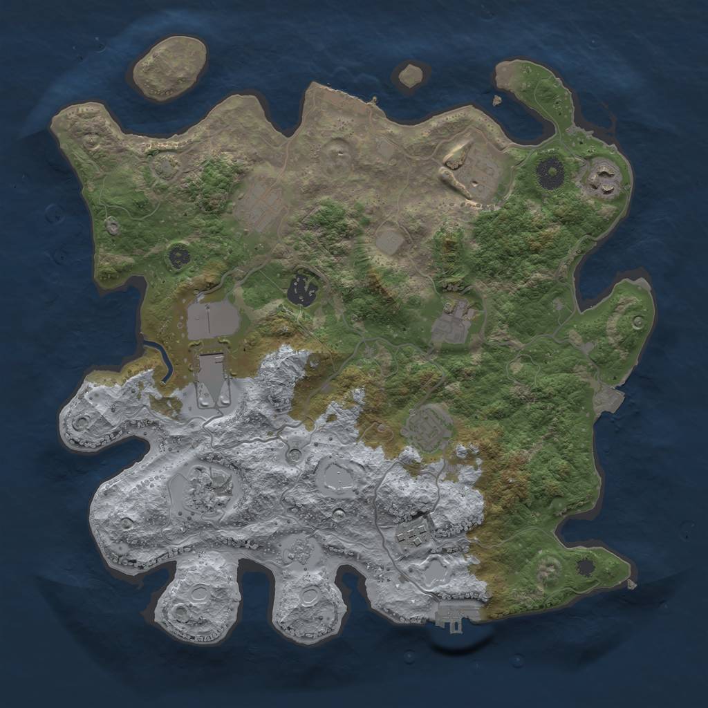 Rust Map: Procedural Map, Size: 3500, Seed: 653925932, 17 Monuments