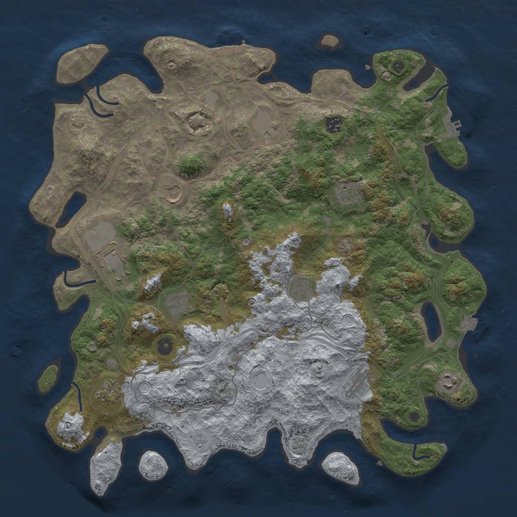 Rust Map: Procedural Map, Size: 4500, Seed: 1164858129, 19 Monuments