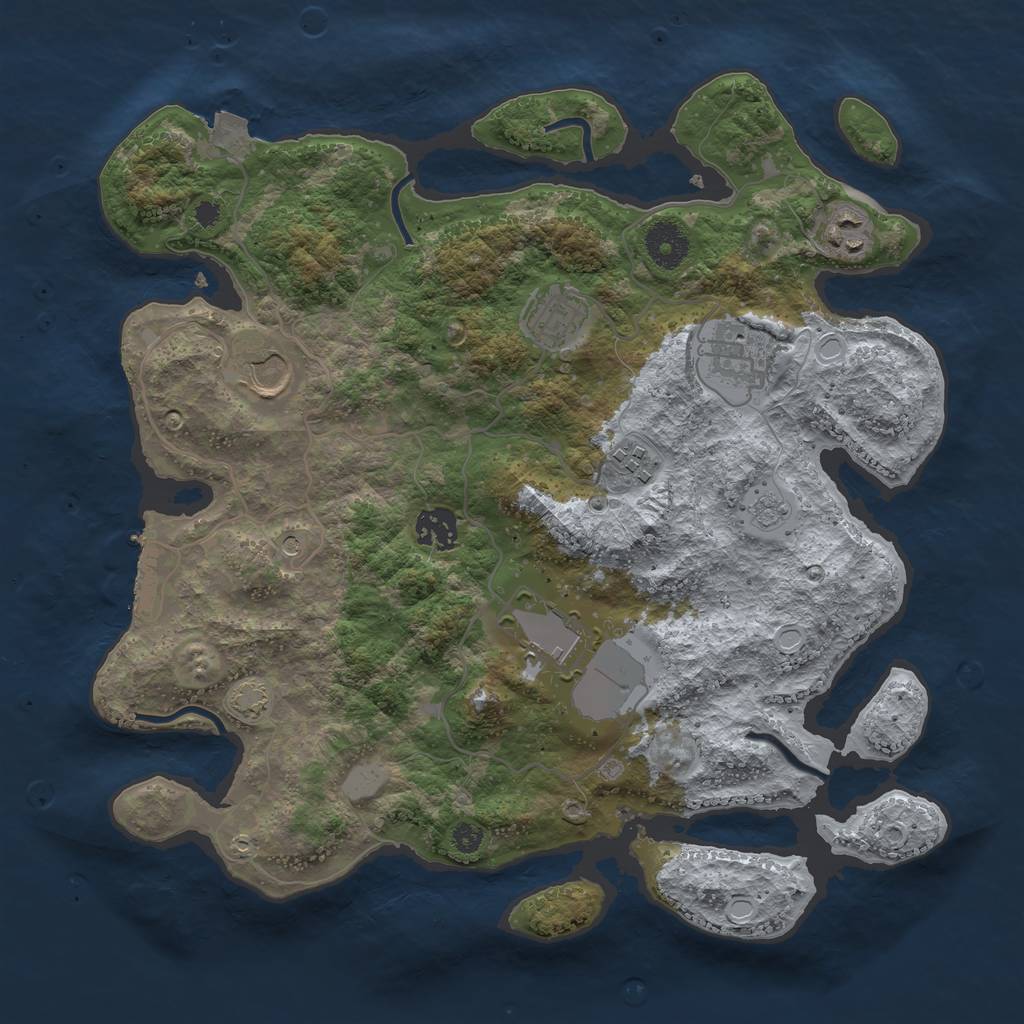 Rust Map: Procedural Map, Size: 3500, Seed: 20230707, 14 Monuments
