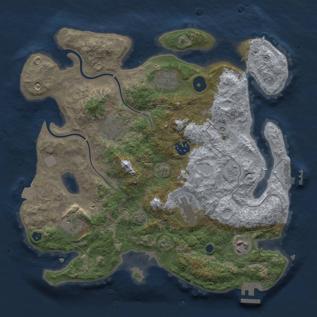 Rust Map: Procedural Map, Size: 3333, Seed: 1892748851, 12 Monuments