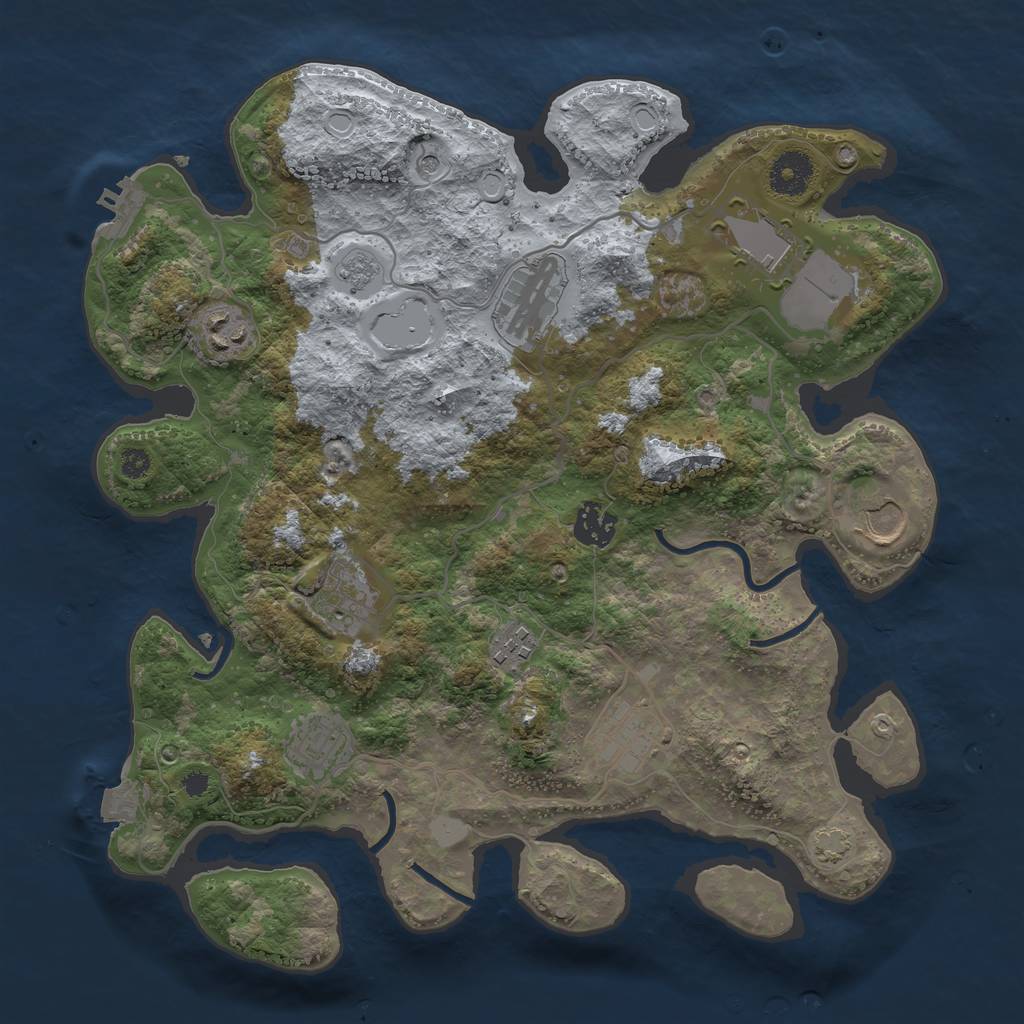 Rust Map: Procedural Map, Size: 3500, Seed: 1588115393, 16 Monuments